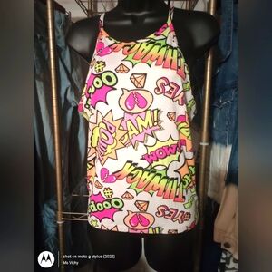 Top. Graffiti Multi Colored Design. Womens LG.